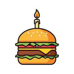 Festive Burger with Birthday Candle - A Celebration of Flavor.