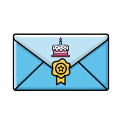 Envelope with Birthday Cake and Seal - A Celebration Invitation.