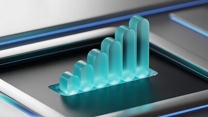 Ascending Teal Bar Graph in Tech Interface