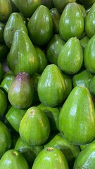 Green Avocado Pile, Glossy Ripe Fruit Close Up Display