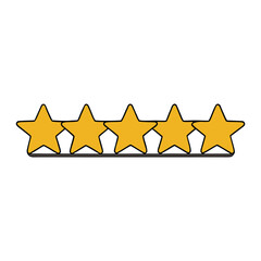 A set of five shining rating stars symbolizing excellence and top quality. Perfect for reviews, feedback, and awards, representing perfection and customer satisfaction.
