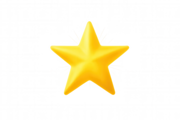 Gold 3d star icon symbolizing rating, favorite, success, quality, achievement, and prize on transparent background
