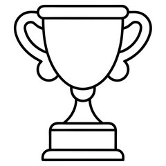 Outline drawing of a trophy with handles on transparent background