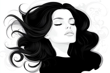 Elegant woman with flowing hair