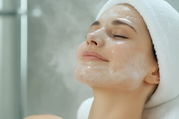 Woman enjoying facial treatment