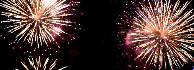 Banner Golden Firework celebrate anniversary independence day night time celebrate national...