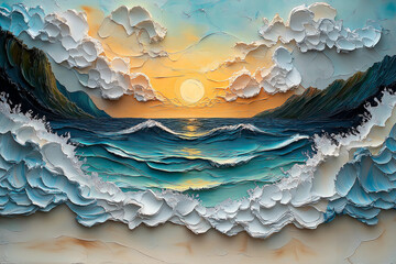 Ocean sunset painting