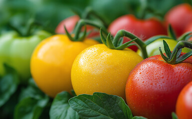 Close-up of colorful ripe tomatoes