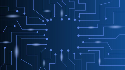 Abstract Blue Circuit Board Pattern With Glowing Pathways Representing Modern Tech Innovation, Digital Connectivity, and Artificial intelligence