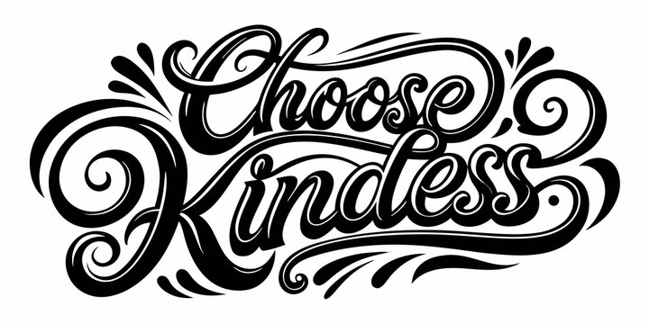 Choose kindness bold calligraphy with swirls