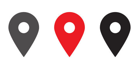 Map location pin icon set, GPS navigation marker vector symbols for app and interface design