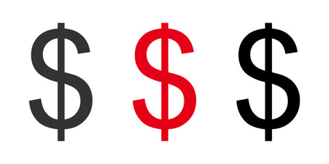 Dollar sign icon set, financial symbol for currency, money and economic transaction concept illustration