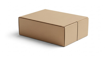 Fototapeta premium Simple brown cardboard box isolated on white background, perfect for packaging, shipping, or storage, offering a natural and ecofriendly presentation option