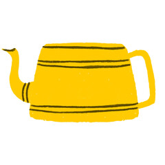 Yellow teapot hand drawn illustration for design, element, sticker, etc.