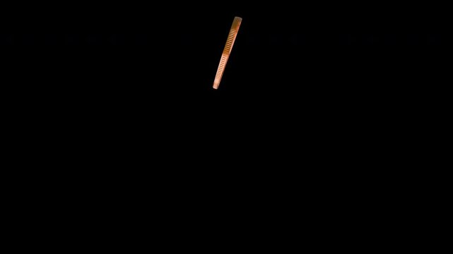 Bitcoin isolated digital cryptocurrency gold coin soars and falls on a transparent background, 4444 prores footage with alpha channel, slow motion 3d