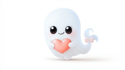 Fototapeta premium Watercolor illustration of a cute coquette ghost hold