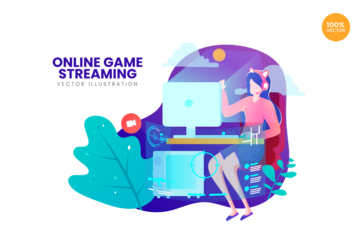 Female Gamer in Pink Shirt Playing Online Game on Transparent Background