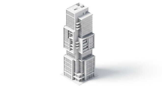 Architectural building model modern high rise skyscraper design urban planning and construction concept