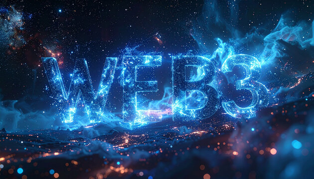 Web3: Dynamic and luminous display showcases the 'Web3' concept, illuminating the evolving digital frontier with vibrant energy.