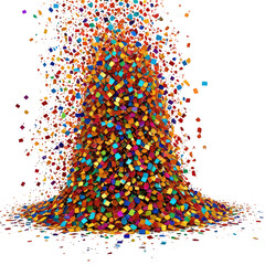 Cascade Multicolored squares converge into a chaotic, vibrant waterfall