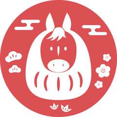 馬だるま　年賀状素材のイラスト