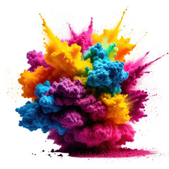Colorful cloud of pigment explosion against black background