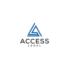 Modern and minimalist access legal logo design featuring abstract triangle geometric shape