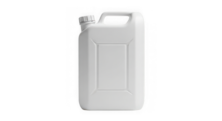 White plastic jerrycan isolated on transparent background for liquid storage