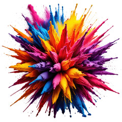 Colorful powder explosion, radial pattern. Vivid, vibrant artwork