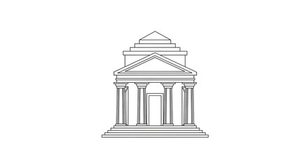 Naklejka premium Illustration of temple building with columns architecture drawing for coloring book and design projects
