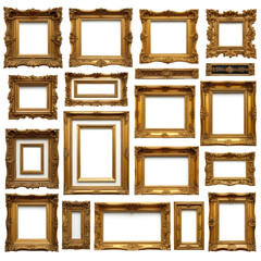 Gilded frames Variety of vintage picture frames on a black background