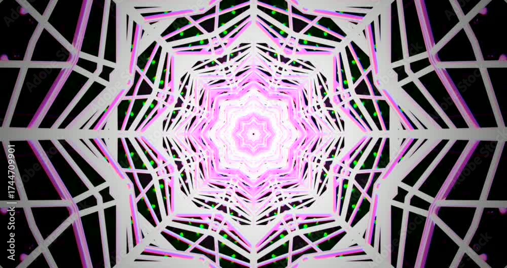 Wall mural dynamic shapes and bright colors form a seamless loop, drawing viewers into a captivating tunnel lik