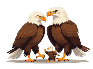 Obraz premium Family of Bald Eagles Interacting in Natural Habitat