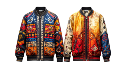 Colorful traditional embroidered jacket isolated on transparent background