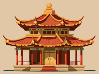 Fototapeta premium Traditional chinese pagoda with red and gold roofs