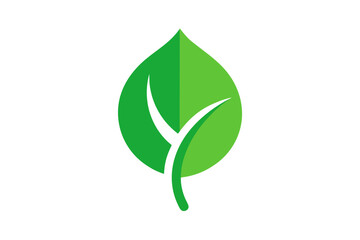Fototapeta premium Green leaf icon representing growth and nature
