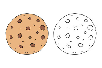 Cookies with chocochip coloring page for kids in flat style vector illustration
