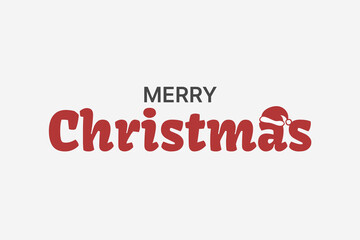 Elegant Merry Christmas Text Composition with Santa Hat for Branding