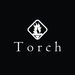 Torch logo, simple modern design, fire furnace, concept, symbol, illustration, poster template or product brand