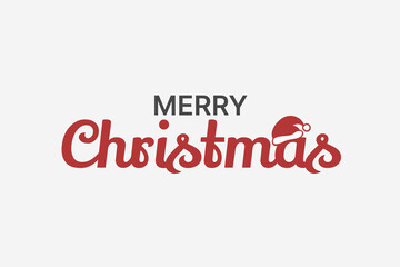 Stylish Merry Christmas Script Font Composition with Santa Hat for Poster or Card