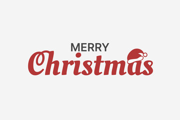 Stylish Merry Christmas Font Composition with Santa Hat for Poster or Card