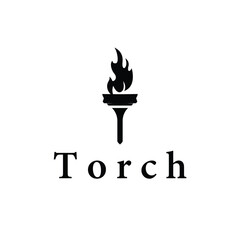 Torch logo, simple modern design, fire furnace, concept, symbol, illustration, poster template or product brand