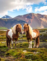 Two horses in Icelandic landscape