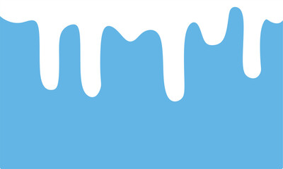 White Melt Drips. Flowing Milk or Yogurt Liquid Vector Background