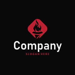 Torch logo, simple modern design, fire furnace, concept, symbol, illustration, poster template or product brand
