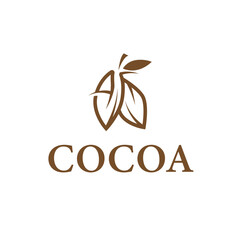 simple concept of cocoa bean logo, old vintage design and symbol of plantation plant and beverage template, illustration of brand product symbol and poster template