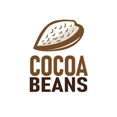 simple concept of cocoa bean logo, old vintage design and symbol of plantation plant and beverage template, illustration of brand product symbol and poster template