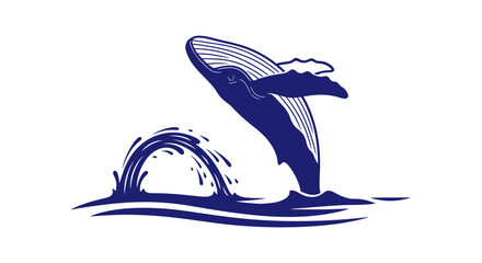 Majestic whale breaching the ocean surface vector illustration minimalist design © udin