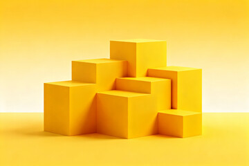 Yellow geometric blocks arranged in a stepped formation