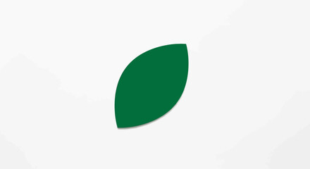 Minimalist isolated green leaf design suggesting growth, health, and natural elements